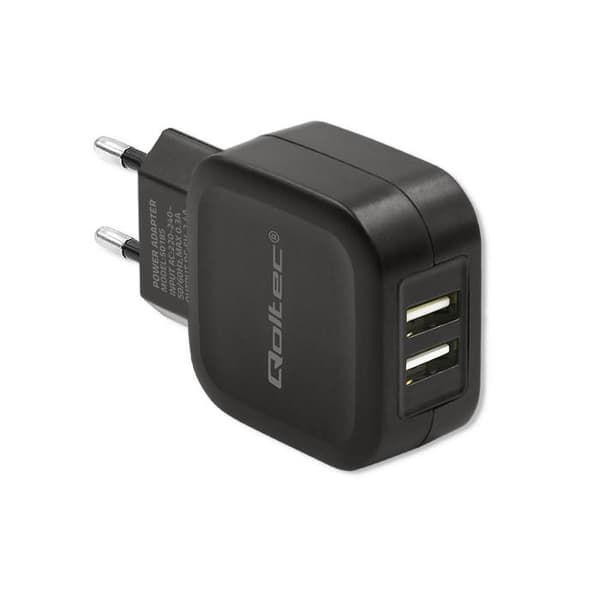 Qoltec 12W 5V 2.4A 2xUSB-seinälaturi