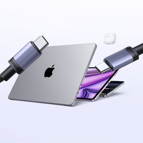 USB-C PD 100W 5A 2m Kabel - Sort