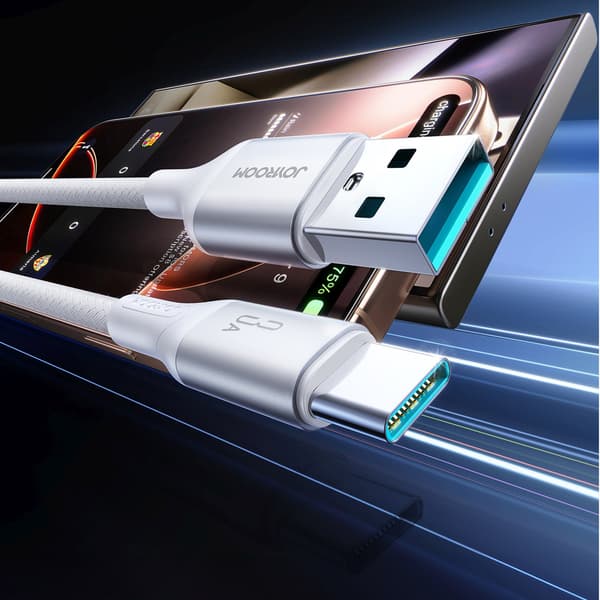 S-A28 Punottu Kaapeli USB-A - USB-C 3A 1m - Valkoinen