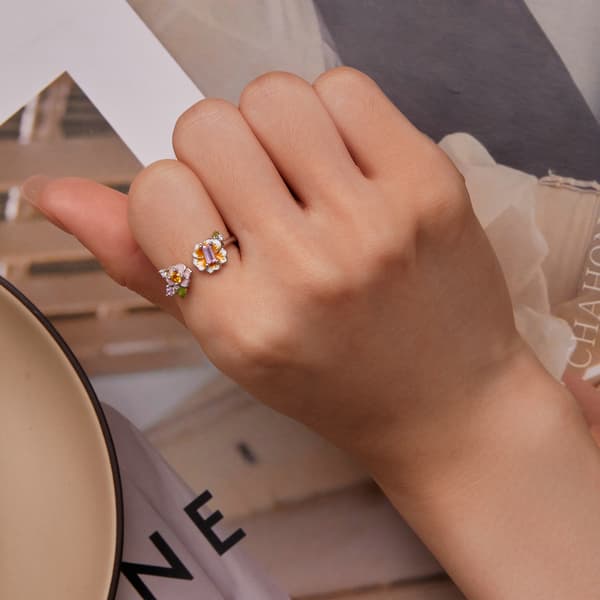 Silver Justerbar Ring Blommor Silver S925