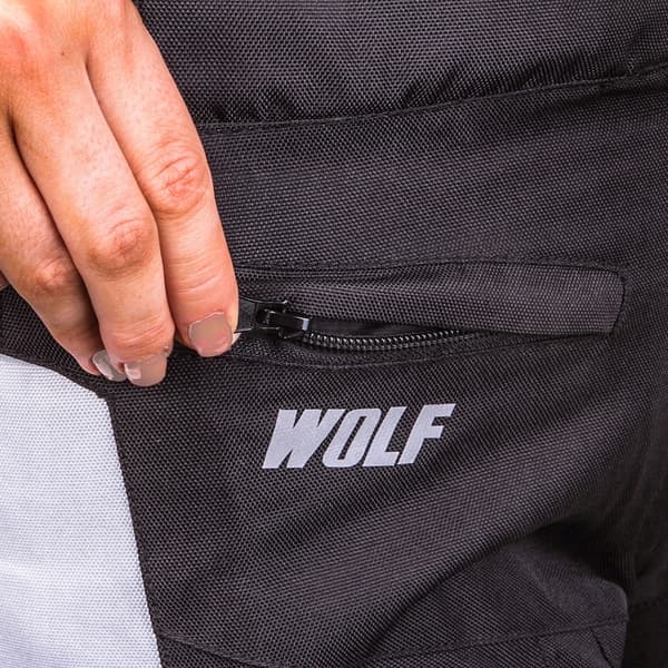 WOLF DAME TEKSTIL MC-BUKSER SORT HVID 2XL
