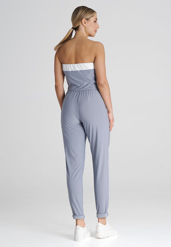Lös jumpsuit med volanger grå L