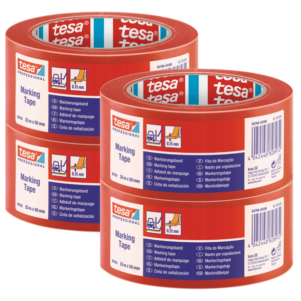 Tesa PVC advarselstape til afmærkning 33m x 50mm x 4