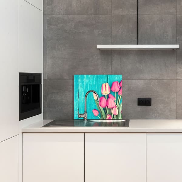 GLASPANEL TIL KØKKEN 65x60 Tulipaner