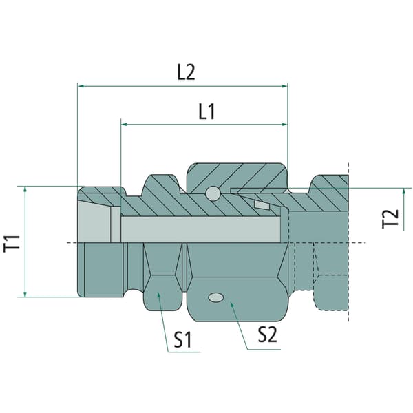Suora ruuvattava liitin 25S M36x2 G3/4"