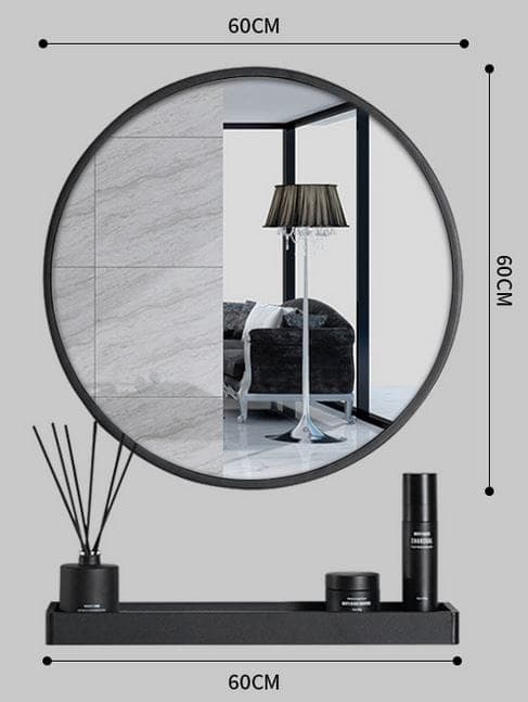 Spejl med hylde 60 cm sort