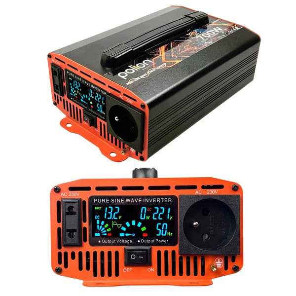 Bilomformer 12V/230V 700W ren sinus med LCD-display