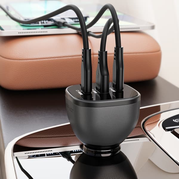 B14 165W Biloplader 2x USB-C 1x USB-A - Sort