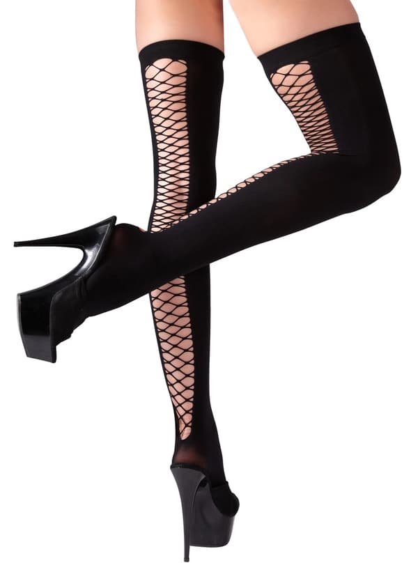 Cottelli LEGWEAR Sorte strømpebukser med netryg ML