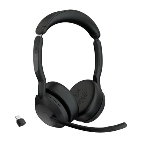 Jabra Evolve2 55 UC Stereo Link390c trådløst headset, Bluetooth, USB-C, sort
