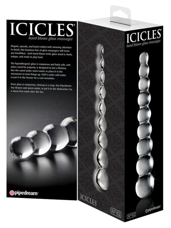 Icicles Glass Anal Perler 9 Kuglestørrelser