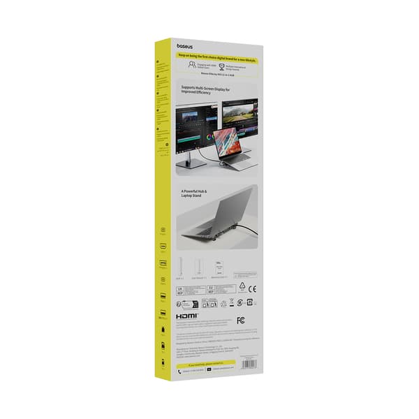 HUB 12-i-1 Dockingstation USB-C HDMI DisplayPort USB-A SD/microSD RJ45 PD - Grå