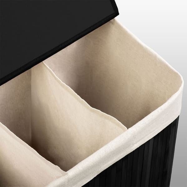 Tvättkorg i bambu med lock 150 l Massido