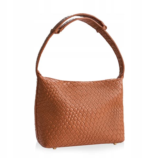 BTJ-25 COGNAC MILEY Vävd texturerad väska