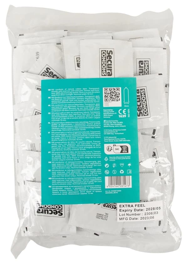 Secura Extra Feel Extra Thin -kondomit 100 kpl pussissa