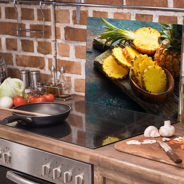Lasinen liesisuoja 60x52 Pineapple