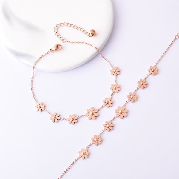 Pulsera de tobillo de oro rosa