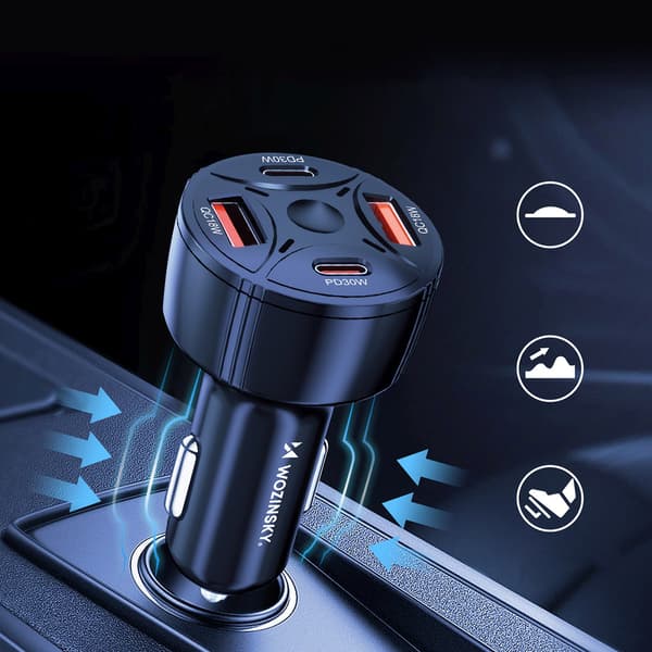 Autolaturi 2xUSB-C 2xUSB-A 60W - musta