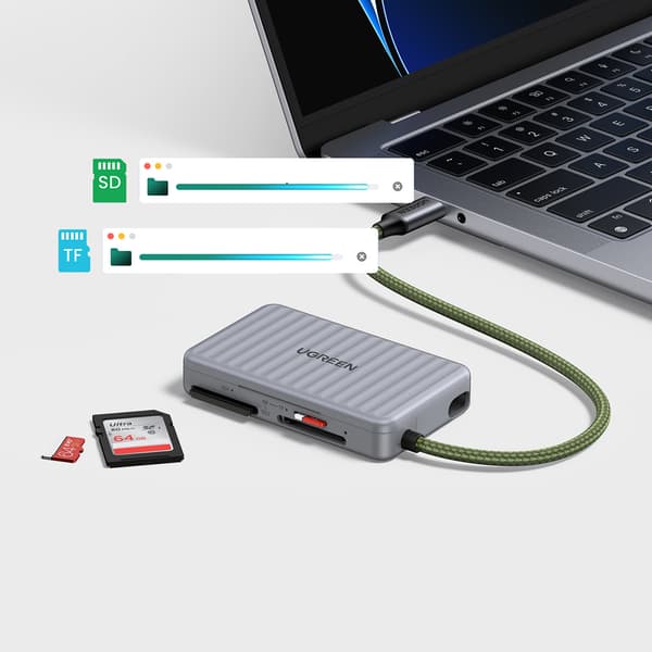 SD microSD USB-C -muistikortinlukija - harmaa