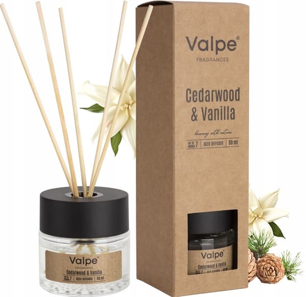 VALPE Aroma Diffuser med Pinde CEDAR TRÆ - VANILJE 50 ml dz50-81