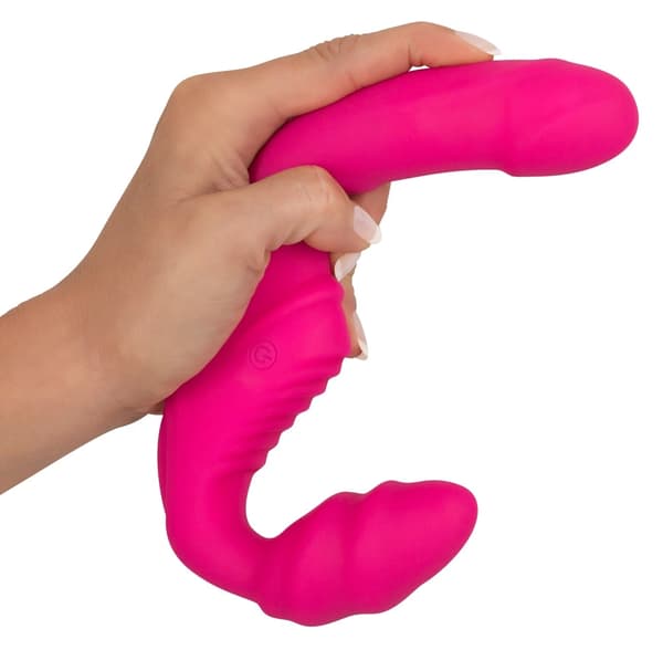Stropløs StrapOn Vibrator Til Vilde Lege Med 2 Ender Pink