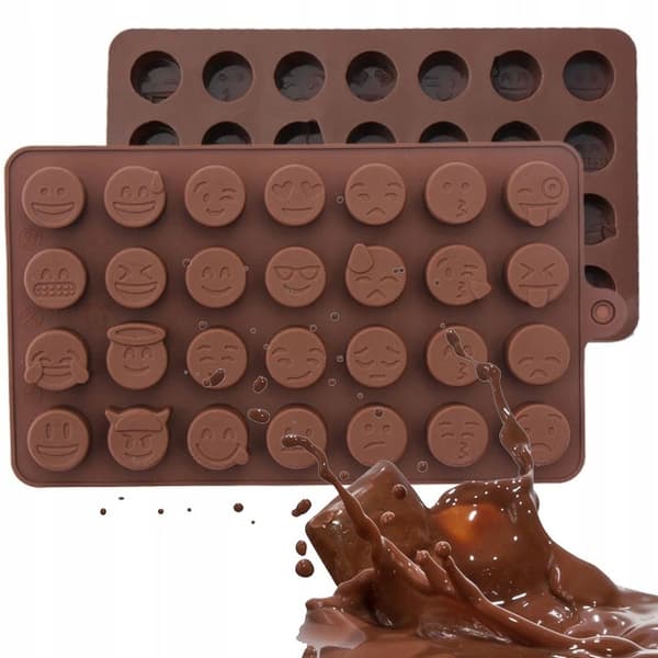Silikoneform til chokolade, is og gelébønner - emoticons