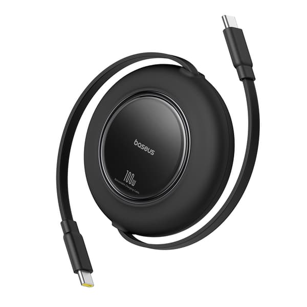 Sisäänvedettävä USB-C-kaapeli 100W 2m - Musta