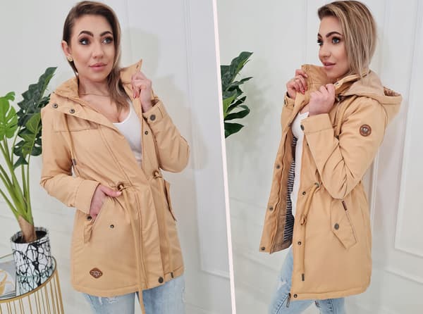 EFTERÅRS PARKAJAKKE MED HÆTTE S Beige