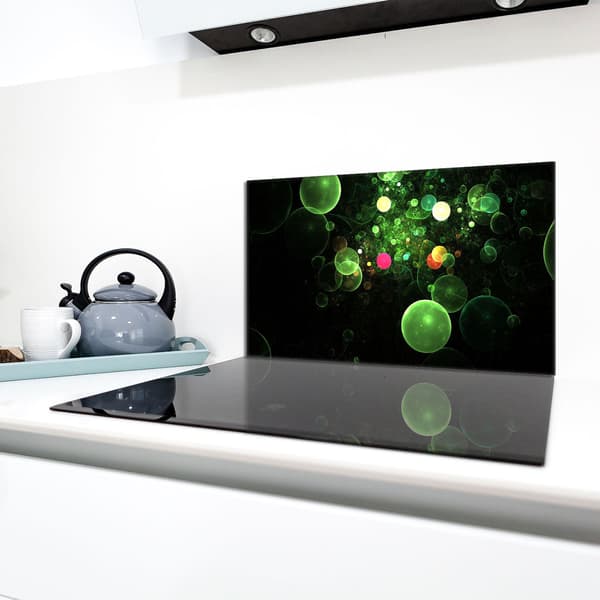 Lasinen suojalevy liedelle 90x52 Bubbles