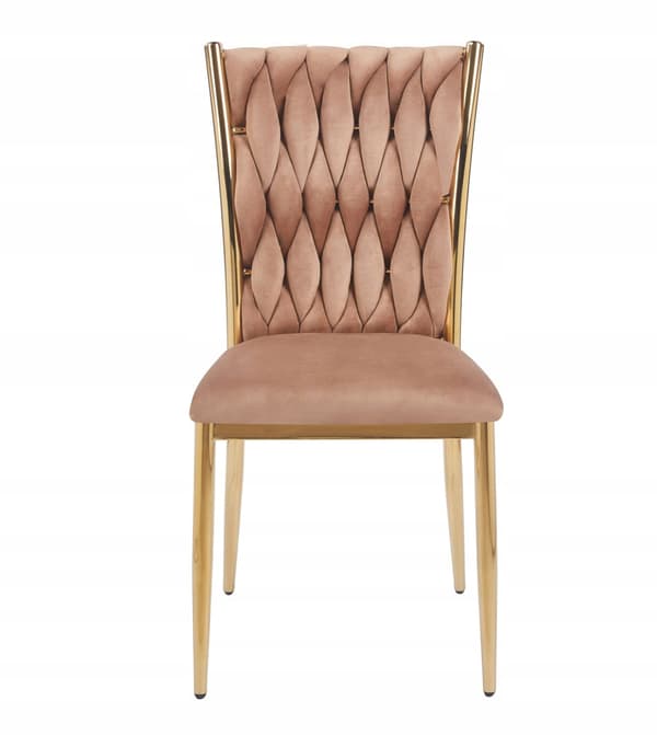 CAPPUCCINO BORDSTOL Sammetsflätad Guldram Modern