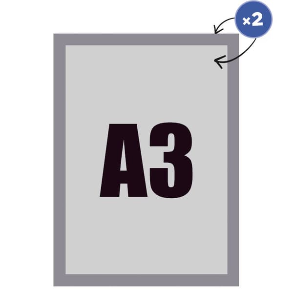 Dubbelsidig A3 silverfärgad magnetisk affischram