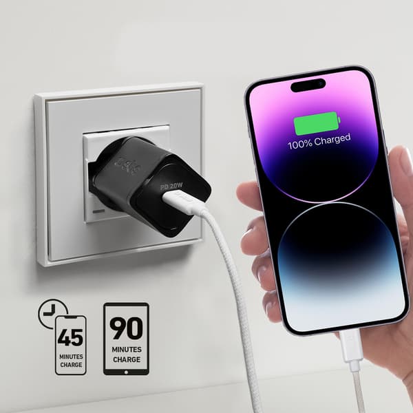 Strømforsyning GaN USB-C 20W vægoplader - Sort