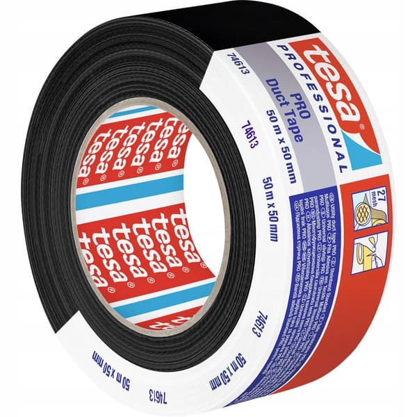 Tesa ilmastointiteippi Vedenpitävä kangaskorjausteippi 50m x 50mm musta x4