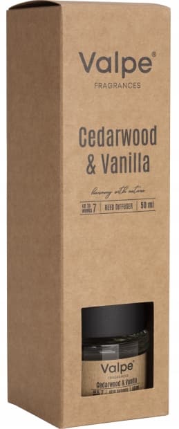 VALPE Aroma Diffuser med Pinde CEDAR TRÆ - VANILJE 50 ml dz50-81