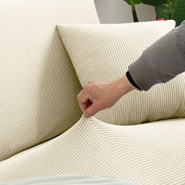 Sofföverdrag för 4-sits soffsäng kräm jacquard