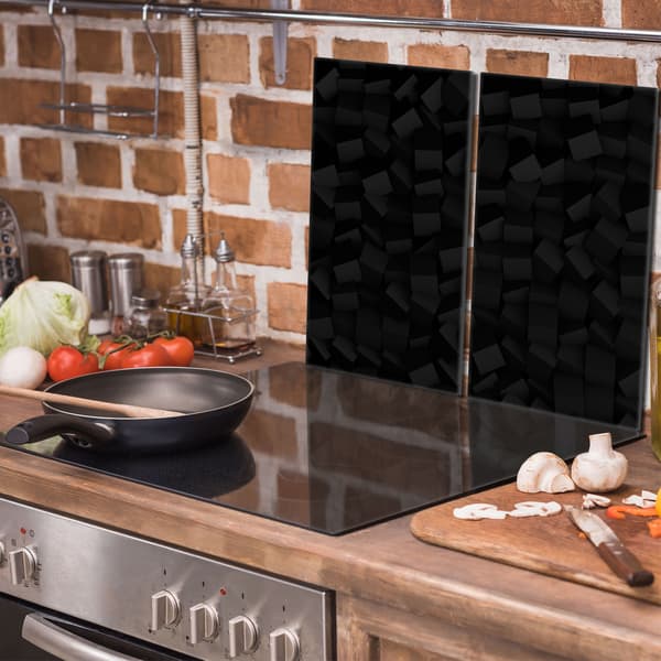 Glasbeskyttelsesplade til komfur 2x30x52 Sort