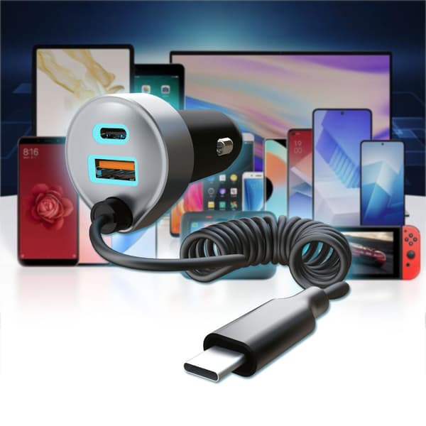 Biltelefonoplader 12V USB-C 65W | 2xUSB-C | USB-A | QC | PD