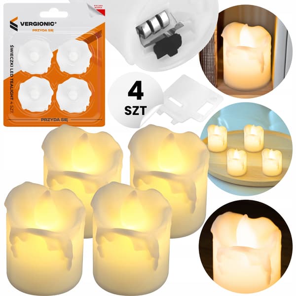 LED-tuikkukynttilät, 4 kpl, lämmin valo, VERGIONIC