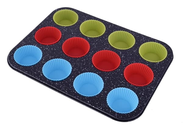 Marmorform för muffins + 12 silikonmuffins