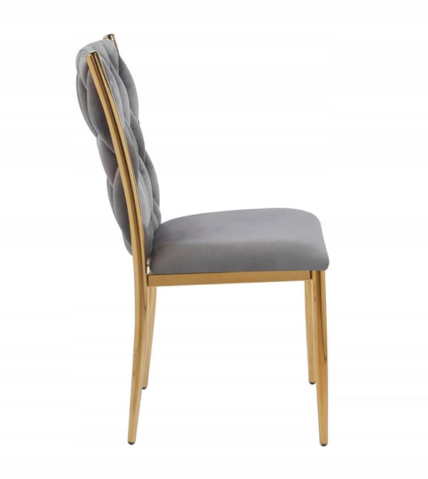 Modern grå sammanflätad sammetsstol med gyllene ram Glamour