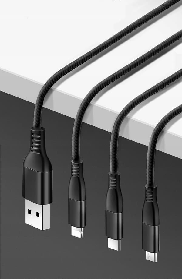 3-in-1 KAAPELI IPHONE / MICRO USB / TYPE-C -LAITTEELLE Koanni kb13_MUSTA