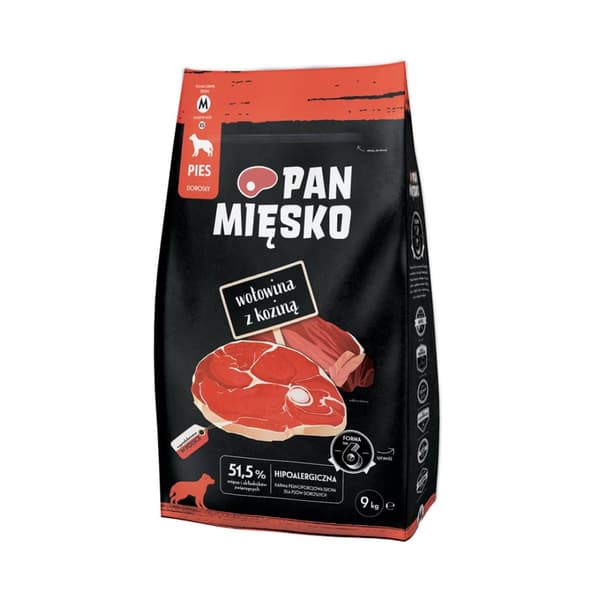 Pan Mięsko oksekød, ged, tørfoder til hund, 9 kg