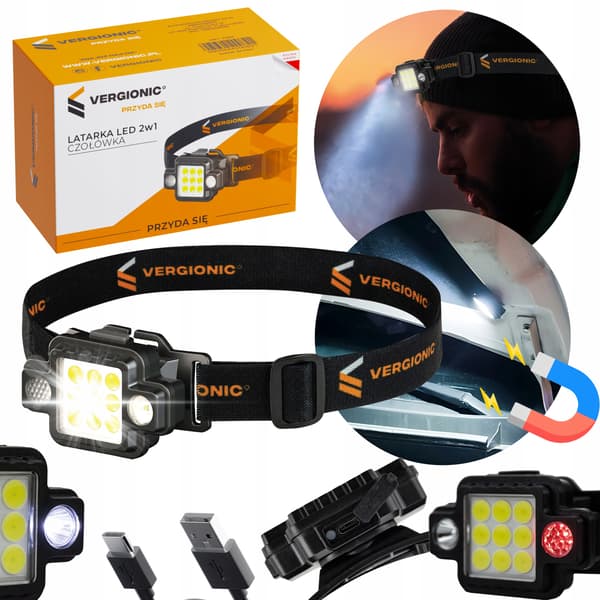 Kraftfuld 2-i-1 LED-magnetisk pandelelampe med VERGIONIC-magnet