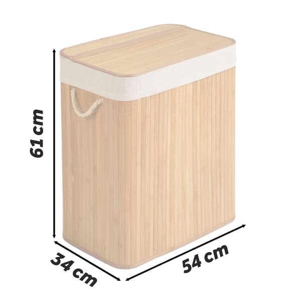 Bambuinen pyykkikori kannella 100 l Massido
