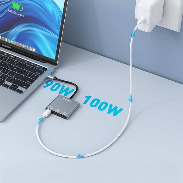USB-C Jakohub USB-C USB-A HDMI PD 10 Gb/s 4K - harmaa