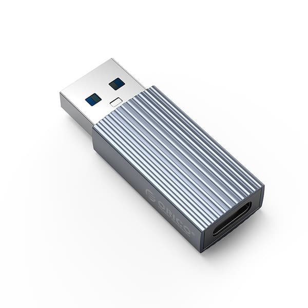 AH-AC10 USB-C - USB-A -sovitin - harmaa