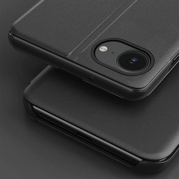 Eco Læder View Cover med Flip og Stand til iPhone 16e - Sort
