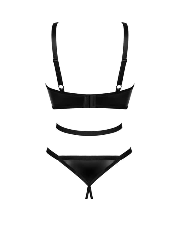 Obsessive Sort Bodysuit med Skridtløs og Elastiske Stropper - Armares XL2XL