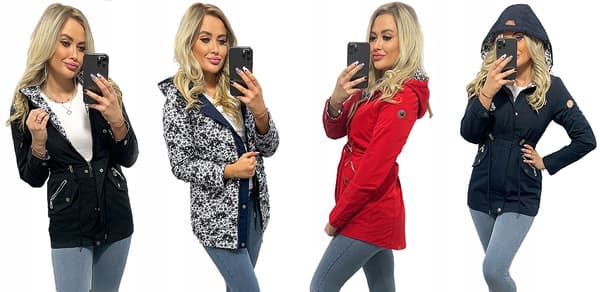 Vendbar parka med hætte 3 farver S beige
