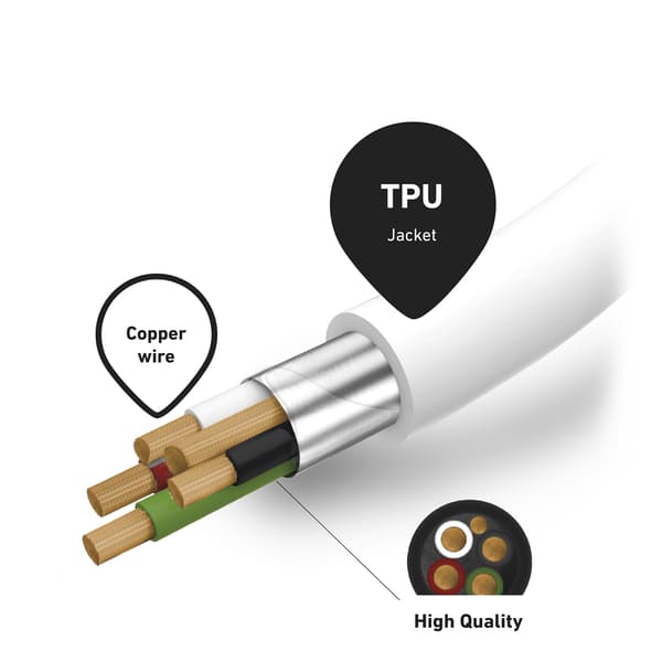 MFi-certifierad USB-C till iPhone Lightning-kabel 1 m - Vit